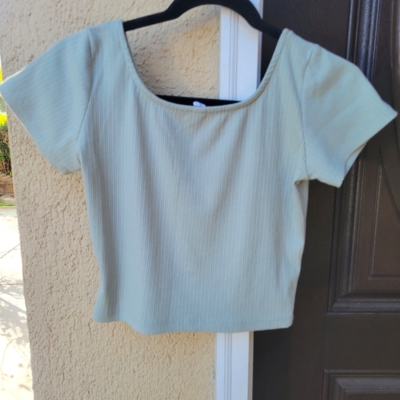 Sage Green Button Crop Top - Picture 2 of 2